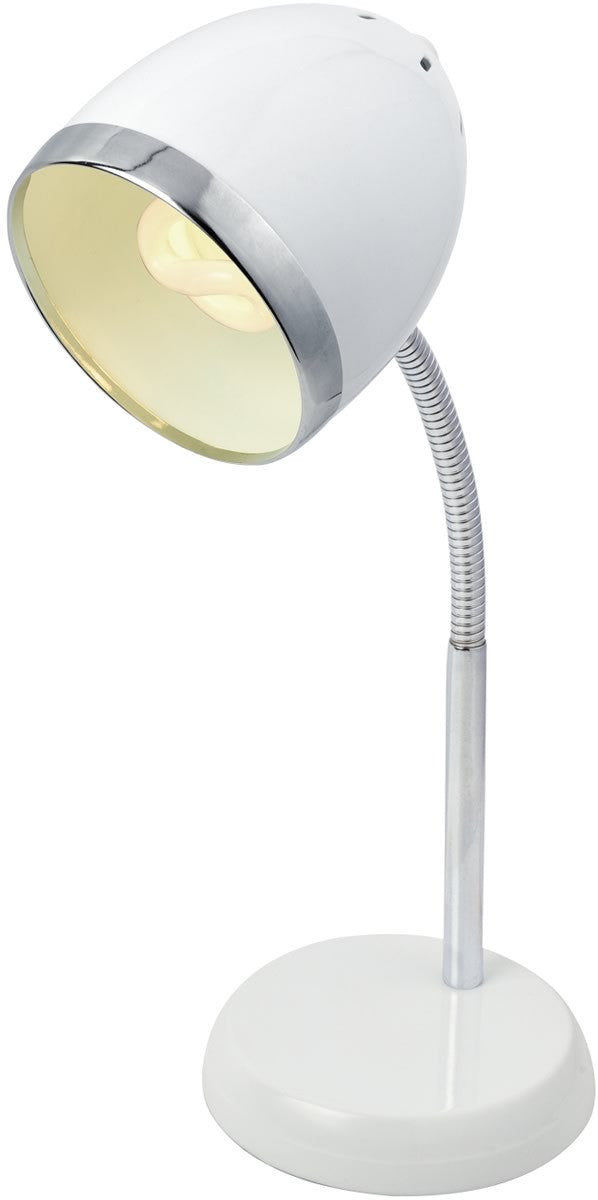 16 H Zachary 1-Light Fluorescent Desk Lamp White Chrome For Cheap