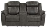 Centeroak Double Reclining Loveseat in Gray 9479BRG-2 For Cheap