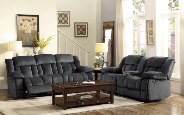 Laurelton Double Glider Reclining Loveseat w  Center Console in Charcoal 9636CC-2 Online Hot Sale