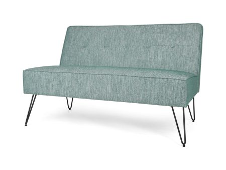 Christopher Knight Home Simona Modern Fabric Settee with Hair Pin Legs, Green, Texture Fashion