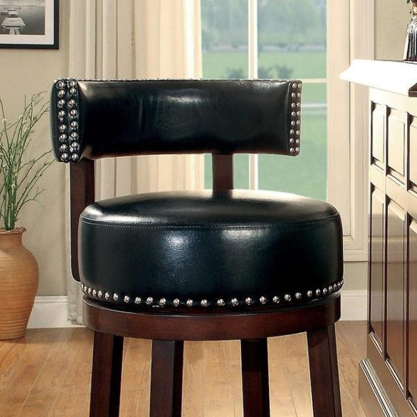 SHIRLEY Dark Oak Black 24  Bar Stool Hot on Sale