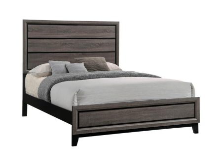 Watson California King Panel Bed Grey Oak and Black Cheap