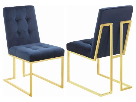 Cisco Tufted Back Side Chairs Ink Blue (Set of 2) Online now