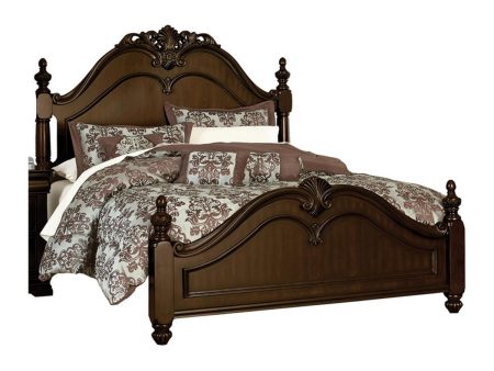 Mont Belvieu Queen Panel Bed in Dark Cherry 1869-1* For Sale