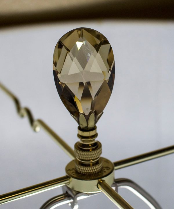 Swarovski Crystal Large Champagne Teardrops Polished Brass Lamp Finial 2.75 h on Sale