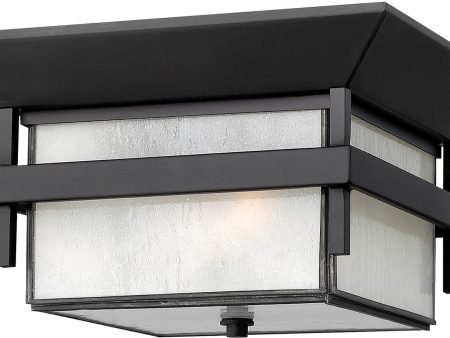 12 W Harbor 2-Light Outdoor Flush Mount Satin Black Hot on Sale