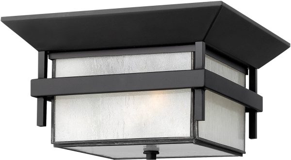 12 W Harbor 2-Light Outdoor Flush Mount Satin Black Hot on Sale