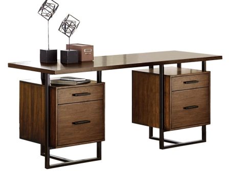 Sedley Writing Desk with Two Cabinets in Walnut 5415RF-15* For Cheap