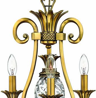 13 W Plantation 3-Light Chandelier Burnished Brass Sale