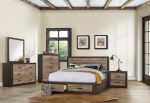 Miter King Platform Bed with Footboard Storage in Rustin Mahogany & Dark Ebony 1762K-1EK* Cheap