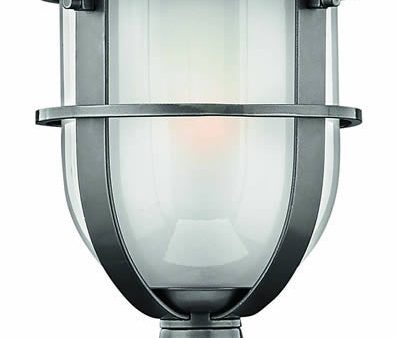 16 H Reef 1-Light Outdoor Post Lantern Hematite For Sale