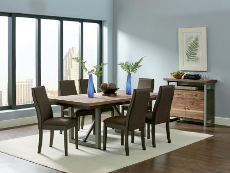 Spring Creek 7-piece Dining Room Set Natural Walnut and Taupe Online Sale