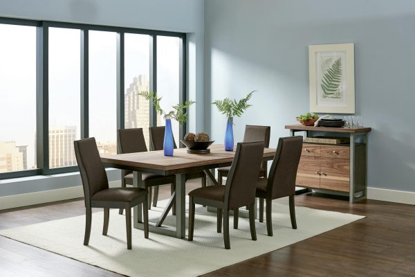 Spring Creek 7-piece Dining Room Set Natural Walnut and Taupe Online Sale