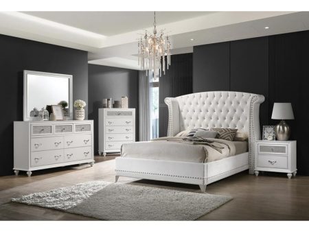 Barzini Upholstered Tufted Bedroom Set White For Cheap