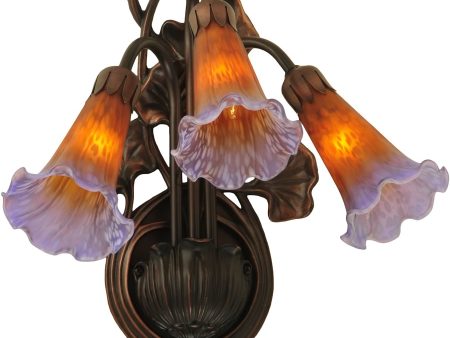 11 W Amber and Purple Pond Lily 3-Light Wall Sconce Mahogany Bronze Online Hot Sale