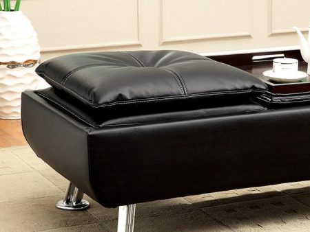 HAUSER II Black Chrome Ottoman, Black Online now