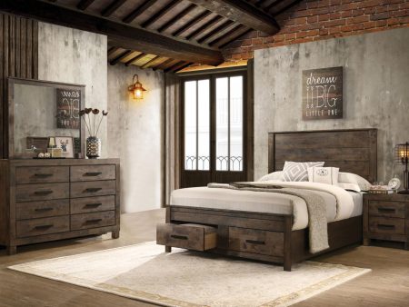 Woodmont 4-piece Eastern King Platform Bedroom Set Rustic Golden Brown Cheap