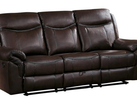 Aram Double Glider Reclining Sofa in Brown 8206BRW-3 For Sale