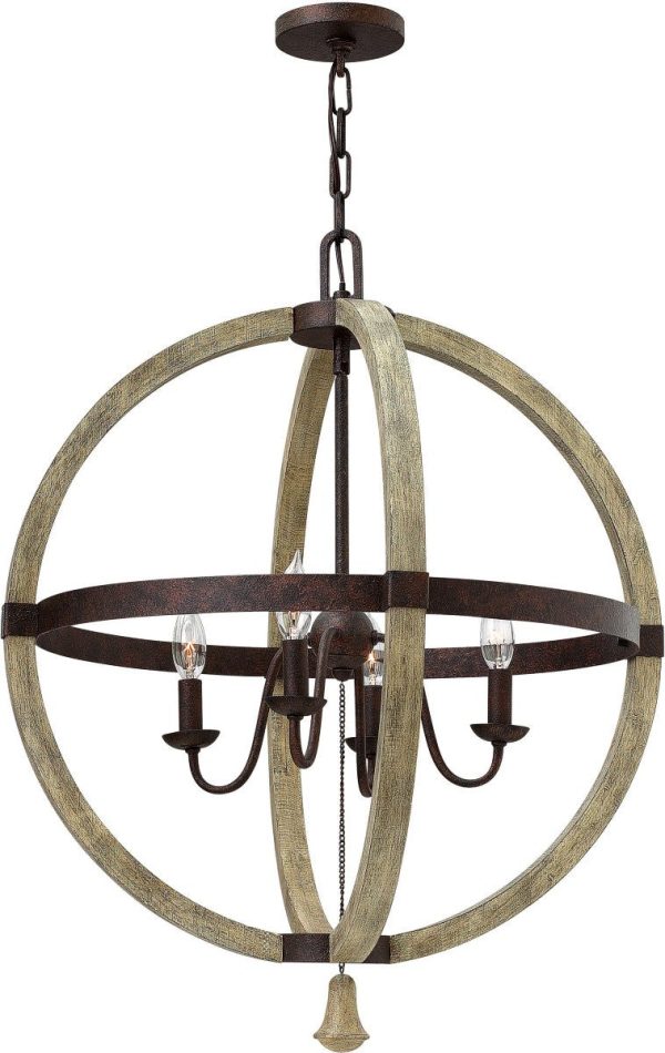 24 W Middlefield 4-Light Chandelier Iron Rust Hot on Sale