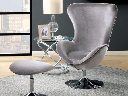 SHELIA Gray Accent Chair w  Ottoman Hot on Sale