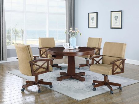 Marietta 5-piece Game Table Set Tobacco and Tan For Discount