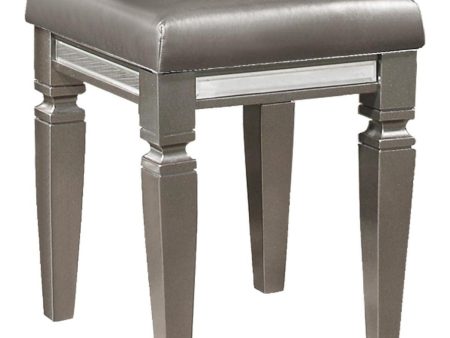 Tamsin Vanity Stool in Silver Grey Metallic 1616-14 Supply