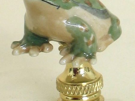 Green Frog Lamp Finial Porcelain 1.5 h For Sale