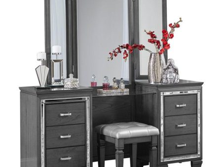 Allura Vanity Dresser with Mirror in Gray 1916GY-15* Sale