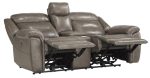 Danio Power Double Reclining Loveseat with Power Headrests in Brownish Gray 9528BRG-2PWH Online Hot Sale