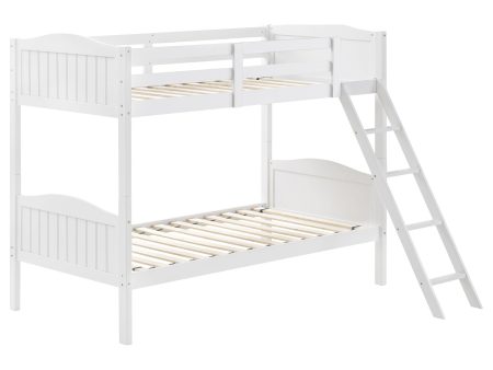 Arlo Twin Over Twin Bunk Bed with Ladder White Cheap