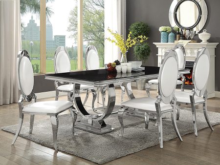 Antoine 5-piece Rectangular Dining Set Creamy White and Chrome Online