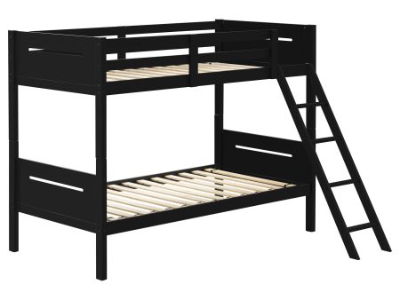 Littleton Twin Over Twin Bunk Bed Black Cheap