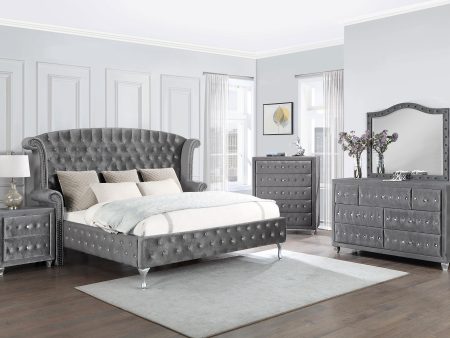 Deanna 5-piece Tufted California King Bedroom Set Grey Cheap