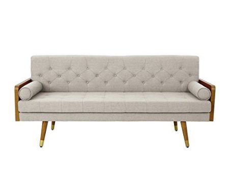 Christopher Knight Home Aidan Mid Century Modern Tufted Fabric Sofa, Beige Online Hot Sale