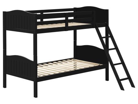 Arlo Twin Over Twin Bunk Bed with Ladder Black Supply