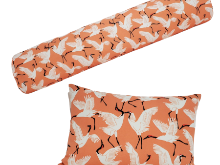 Novogratz Block Cranes Pillow Cover in Coral - OEKO TEX Sustainable   Available in Throw, Lumbar, Bolster Pillow Covers Sale