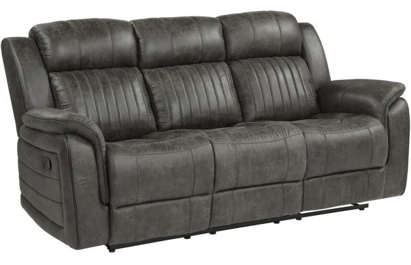 Centeroak Double Reclining Sofa in Gray 9479BRG-3 Discount