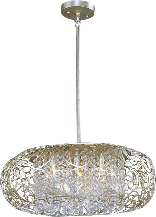 24 W Arabesque 9-Light Pendant Golden Silver For Cheap