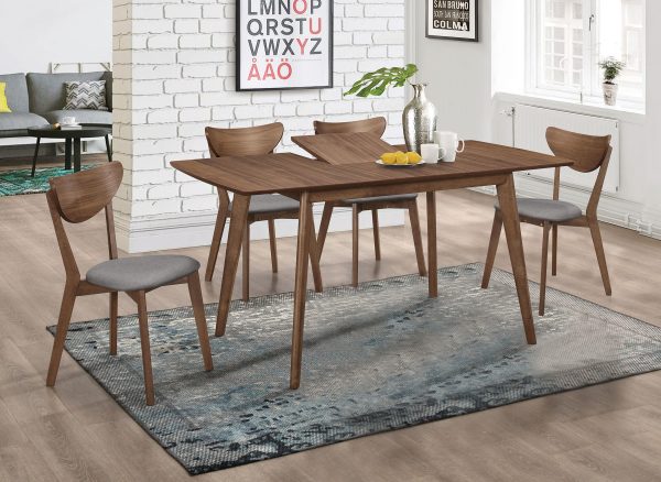 Alfredo 5-Piece Dining Room Set Natural Walnut and Grey Discount