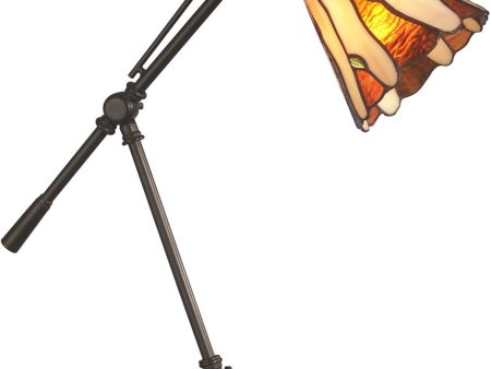 19 H 1-Light Tiffany Accent Lamp Dark Antique Bronze For Sale