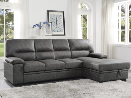 Michigan Sectional with Pull Out Bed and Right Chaise in Dark Gray 9407DG*2RC3L For Discount