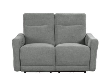 Edition Power Double Lay Flat Reclining Loveseat in Dove Grey 9804DV-2PWH For Discount