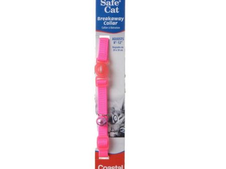 Safe Cat Nylon Adjustable Breakaway Collar - Neon Pink 8 -12  Neck by Coastal Pet Sale