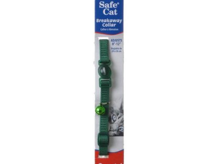 Safe Cat Nylon Adjustable Breakaway Collar - Hunter Green 8 -12  Neck by Coastal Pet Sale