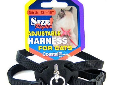 Size Right Nylon Adjustable Cat Harness - Black Girth Size 12 -18  by Coastal Pet For Cheap