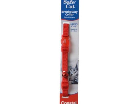 Safe Cat Nylon Adjustable Breakaway Collar - Red 8 -12  Neck by Coastal Pet For Sale