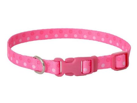 Pet Attire Styles Polka Dot Pink Adjustable Dog Collar 8 -12  Long x 3 8  Wide by Coastal Pet on Sale