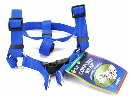 Comfort Wrap Nylon Adjustable Harness - Blue Large (Girth Size 26 -40 ) by Tuff Collar Cheap