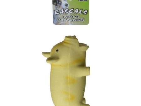 Rascals Latex Grunting Pig Dog Toy - Yellow 6.25  Long by Coastal Pet Fashion